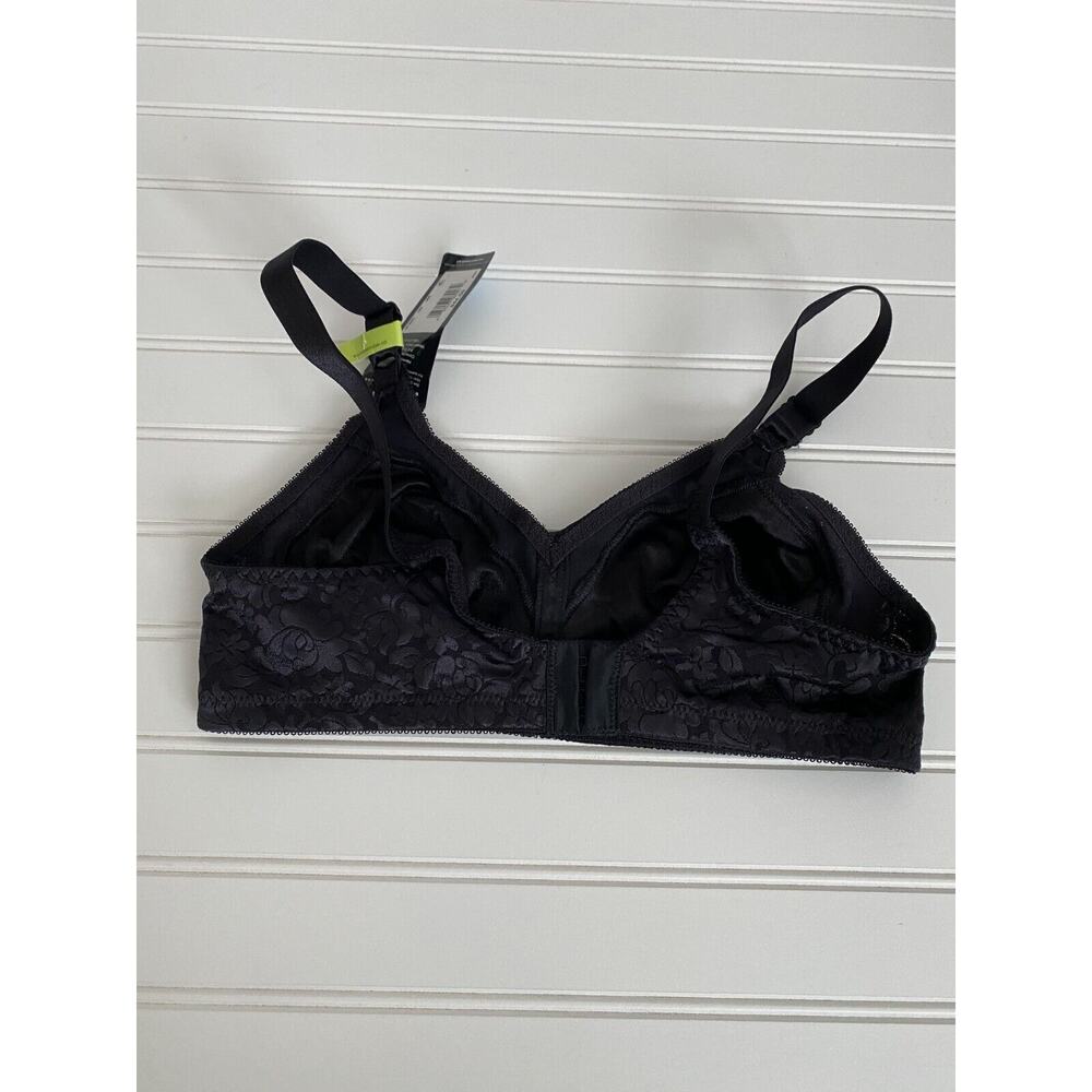 NWT Bali Women's Classic Support Floral Lace Wireless Spa Closure Bra 36B Black - Picture 5 of 9